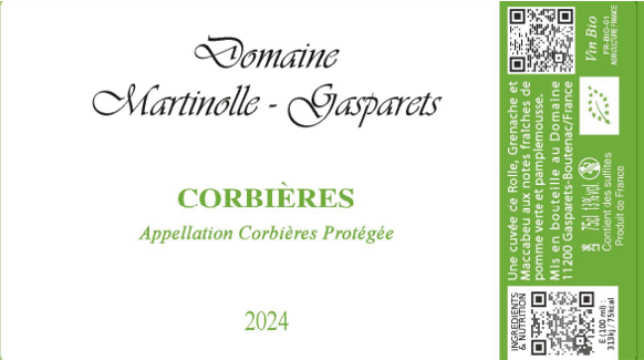 AOP CORBIERES BLANC 2024 BIO