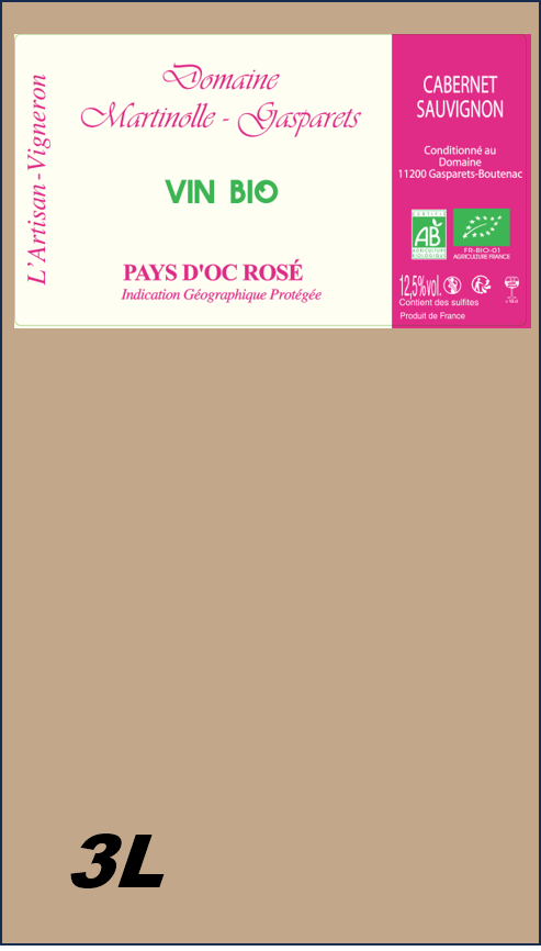 BIB BIO PAYS D'OC Rosé 100% Cabernet-Sauvignon