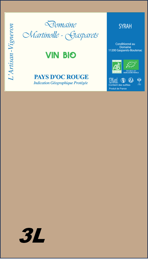 BIB Rouge IGP Pays d'Oc Syrah BIO