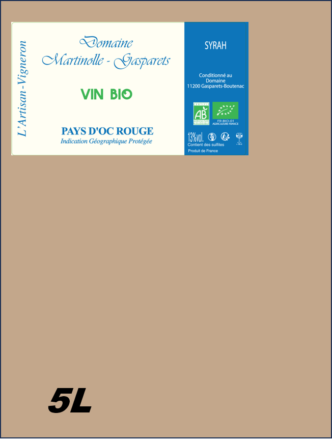BIB Rouge IGP Pays d'Oc Syrah BIO