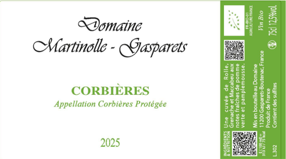 AOP CORBIERES BLANC 2025 BIO