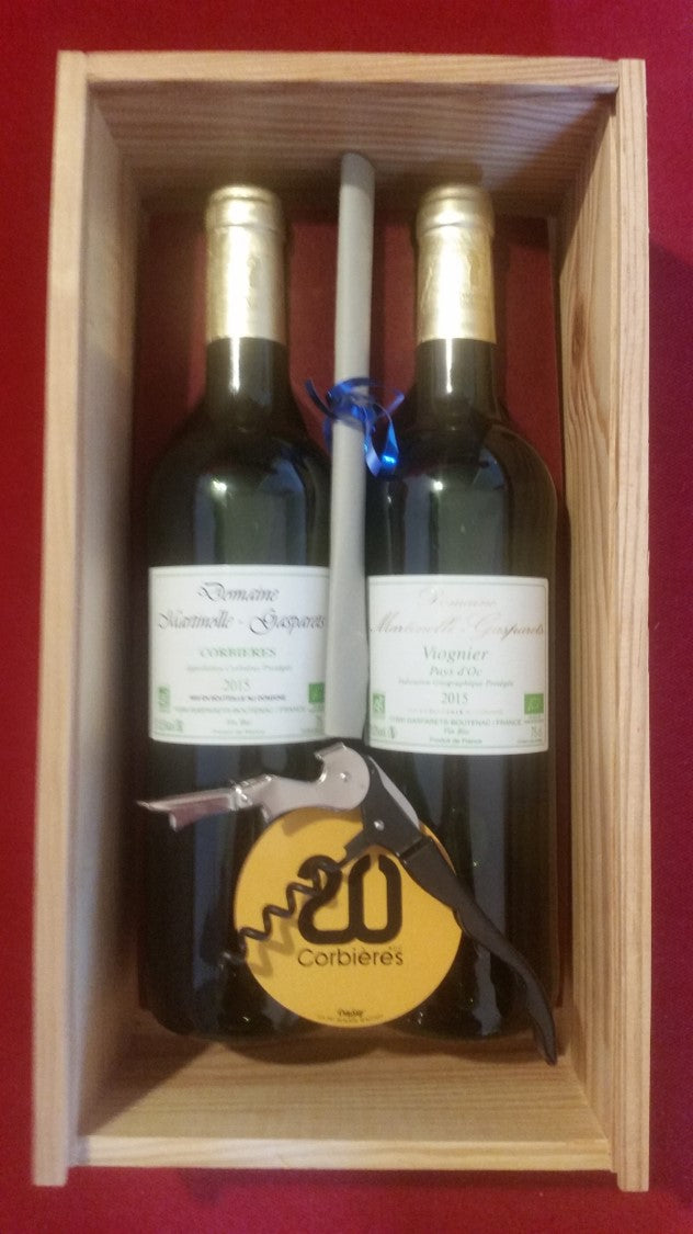 Coffret Bois 2 Bouteilles Duo de Corbières Rouge