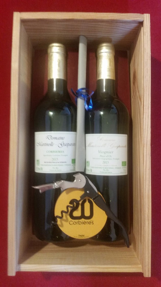 Coffret Bois 2 Bouteilles Duo d'AOP Rouge (Corbières 2019 et La Serre 2019)